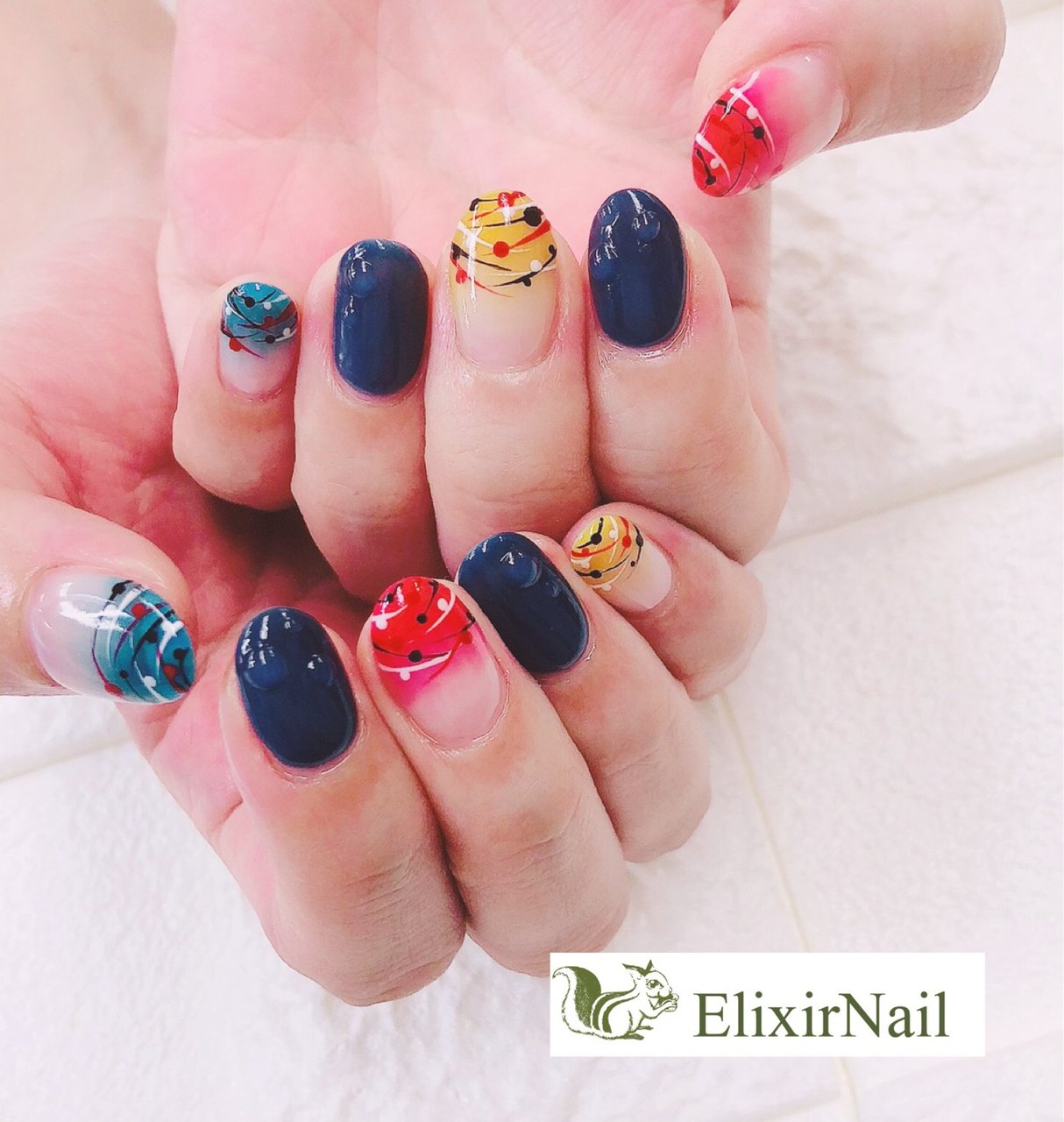 夏 浴衣 ハンド グラデーション ミディアム エリクサーネイルのネイルデザイン No ネイルブック