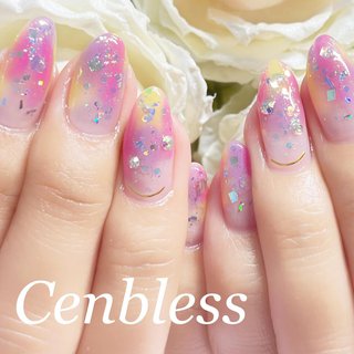 グラデーション イエロー パープルのネイルデザイン ネイルブック