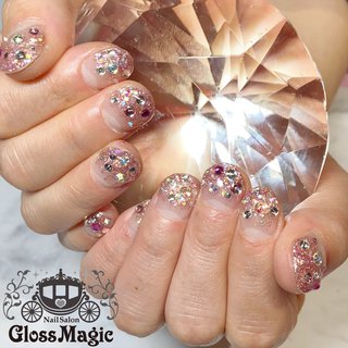 ピンクキラキラのネイルデザイン ネイルブック