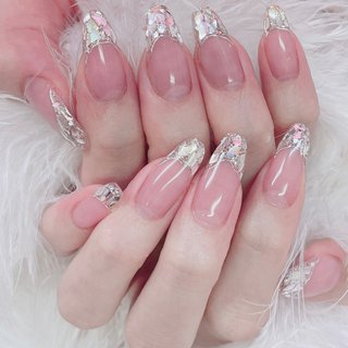 人気順 ガラスフレンチネイルのネイルデザイン ネイルブック