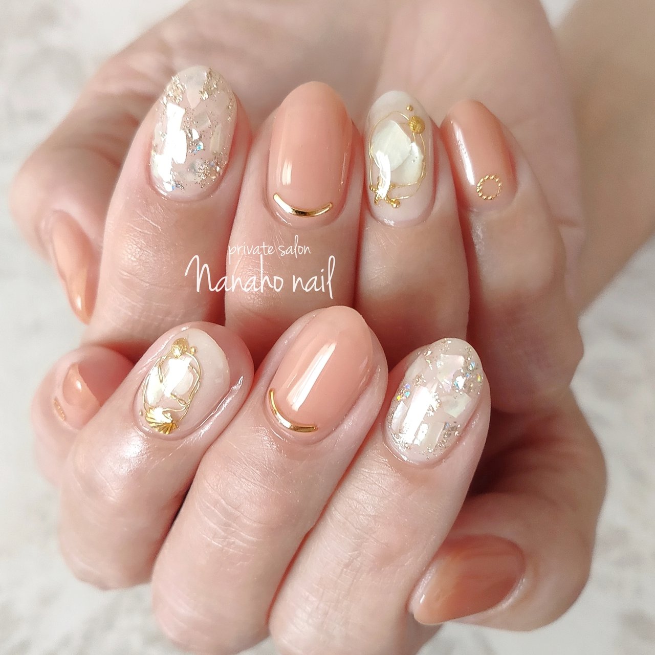 夏 海 ハンド シンプル シェル Nanaho Nail 大阪府八尾市 のネイルデザイン No ネイルブック