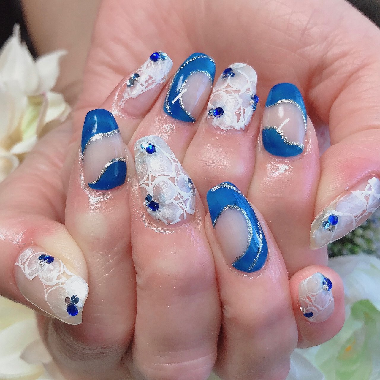 夏 ハンド レース ミディアム ホワイト みゆ貴のネイルデザイン No ネイルブック