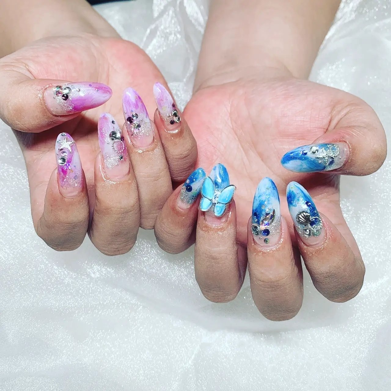 ハンド ブルー パープル 刹那のネイルデザイン No ネイルブック