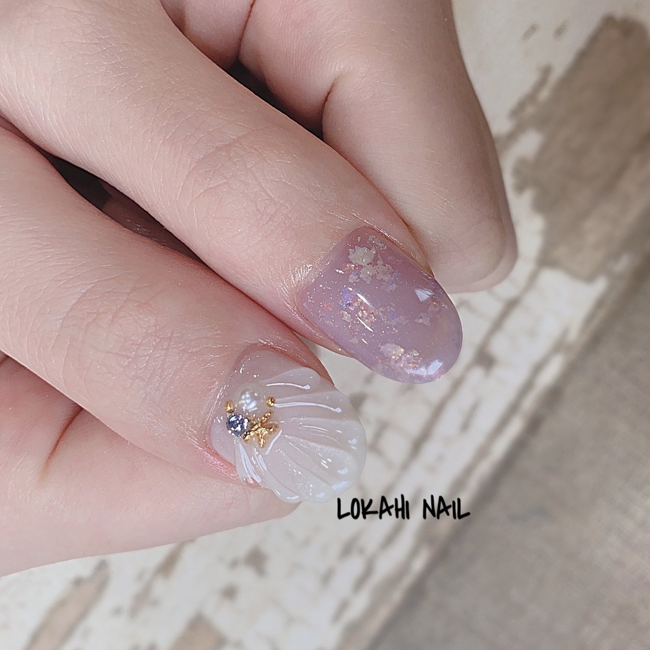 夏 ハンド 人魚の鱗 ショート ホワイト Lokahi Nail ロカヒネイルのネイルデザイン No ネイルブック