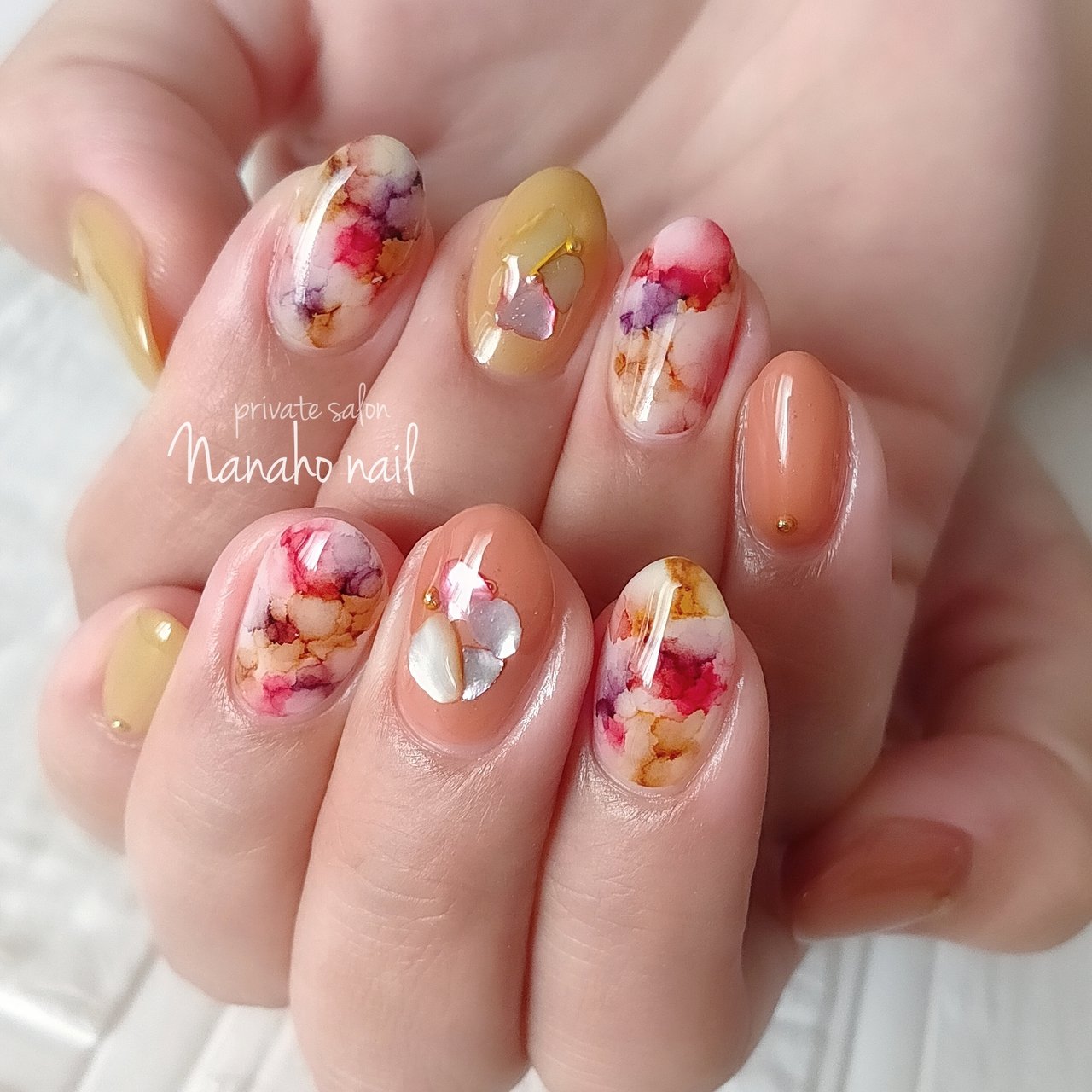 夏 秋 ハンド シンプル シェル Nanaho Nail 大阪府八尾市 のネイルデザイン No ネイルブック