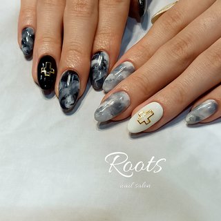 タイダイ グレーのネイルデザイン ネイルブック