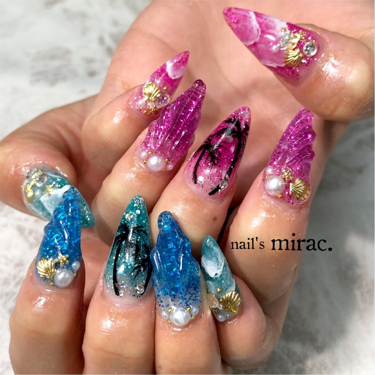 夏 海 リゾート 浴衣 ハンド Nail Smirac 林 智子のネイルデザイン No ネイルブック