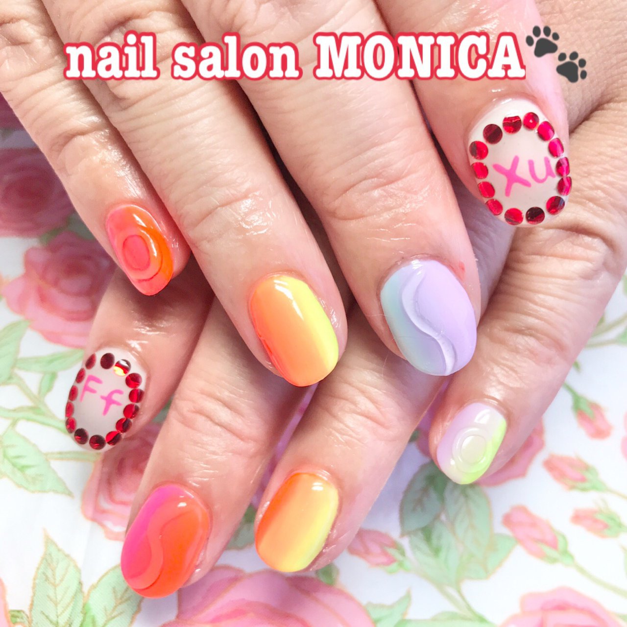 夏 ハンド グラデーション オレンジ イエロー Nail Salon Monica のネイルデザイン No ネイルブック