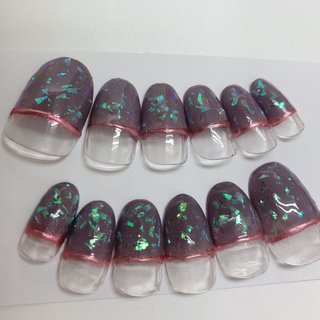 グレイッシュパープルのネイルデザイン ネイルブック