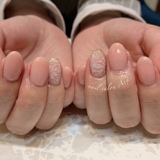 秋 クリア ピンクのネイルデザイン ネイルブック