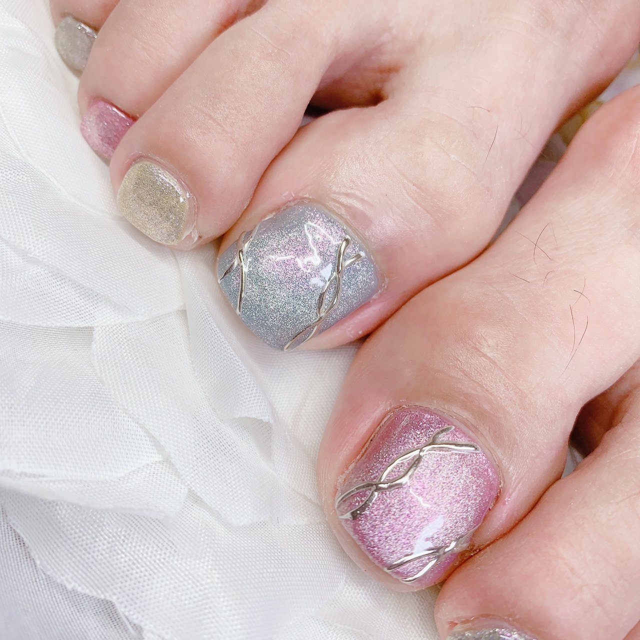 フット ラメ ワンカラー マグネット ユニコーン あめちゃんのネイルデザイン No ネイルブック