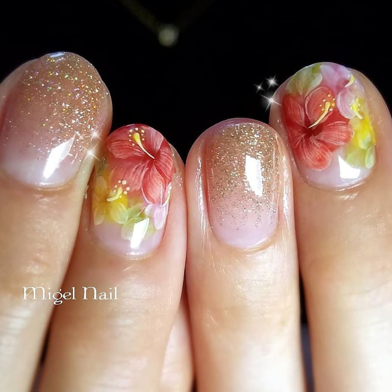 夏 海 リゾート 浴衣 グラデーション Migel Nailのネイルデザイン No ネイルブック