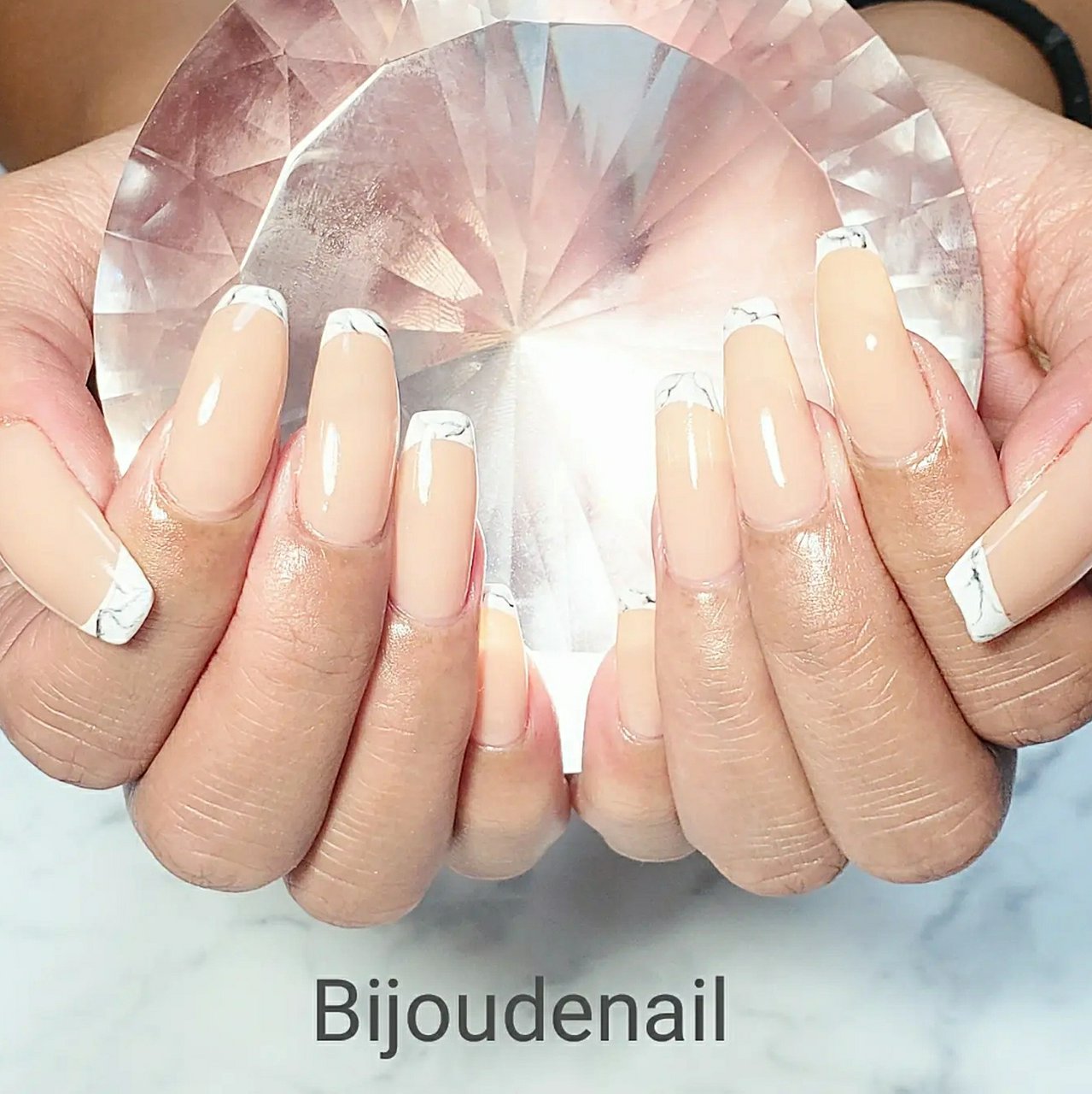 シンプル/フレンチ/ワンカラー/ロング/ホワイト - Bijoude nail