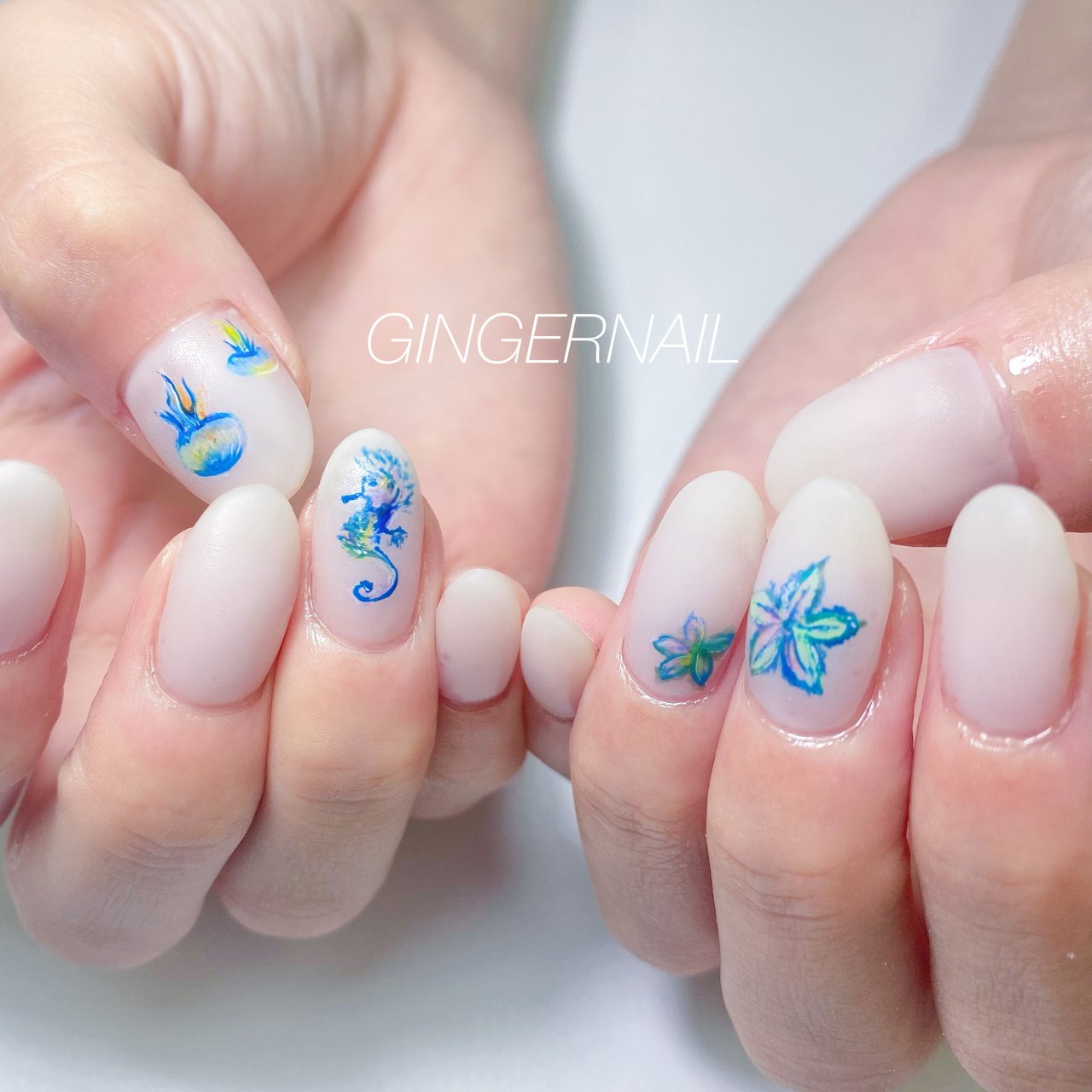 夏 海 リゾート デート ハンド Ginger Nail 代々木 ジンジャーネイルのネイルデザイン No 651 ネイルブック