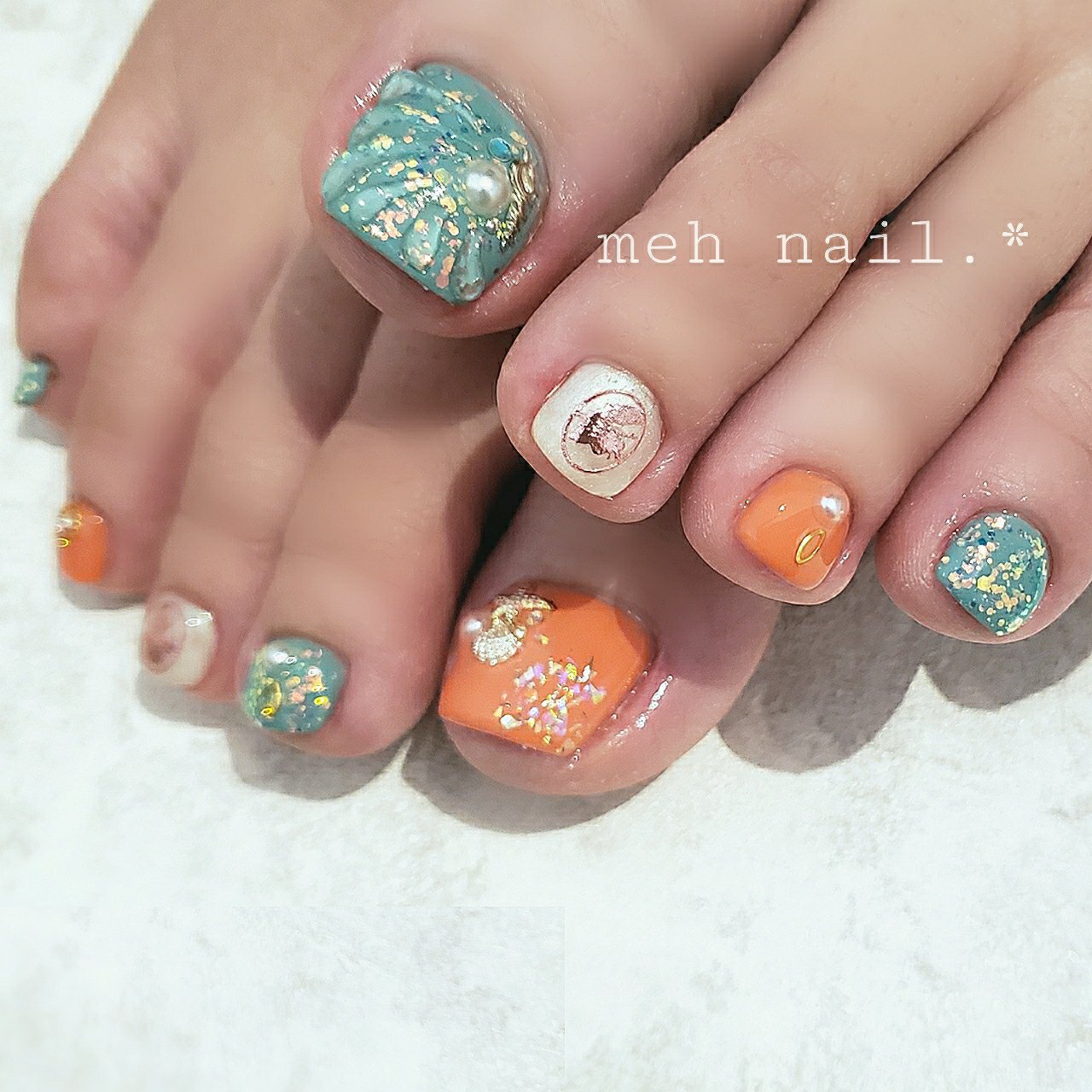 夏 海 リゾート 女子会 フット Meh Nail のネイルデザイン No ネイルブック