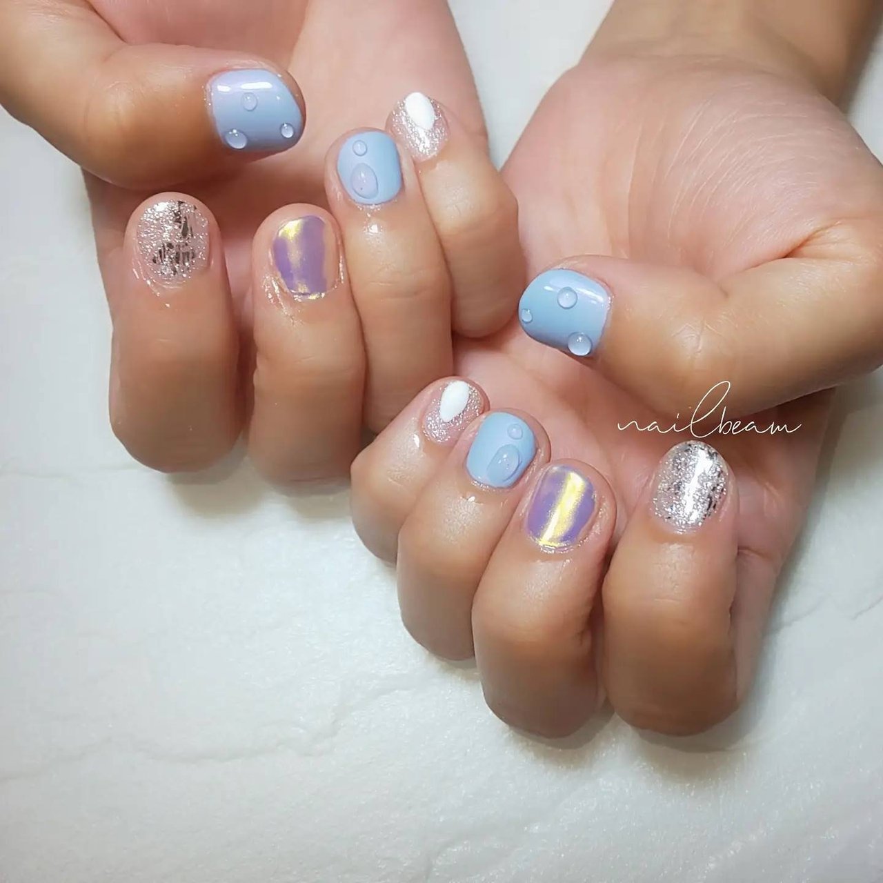 夏 梅雨 ハンド 水滴 ホイル Nailbeamのネイルデザイン No ネイルブック