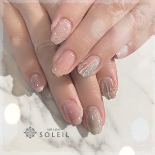 夏 ブルー グレーのネイルデザイン ネイルブック