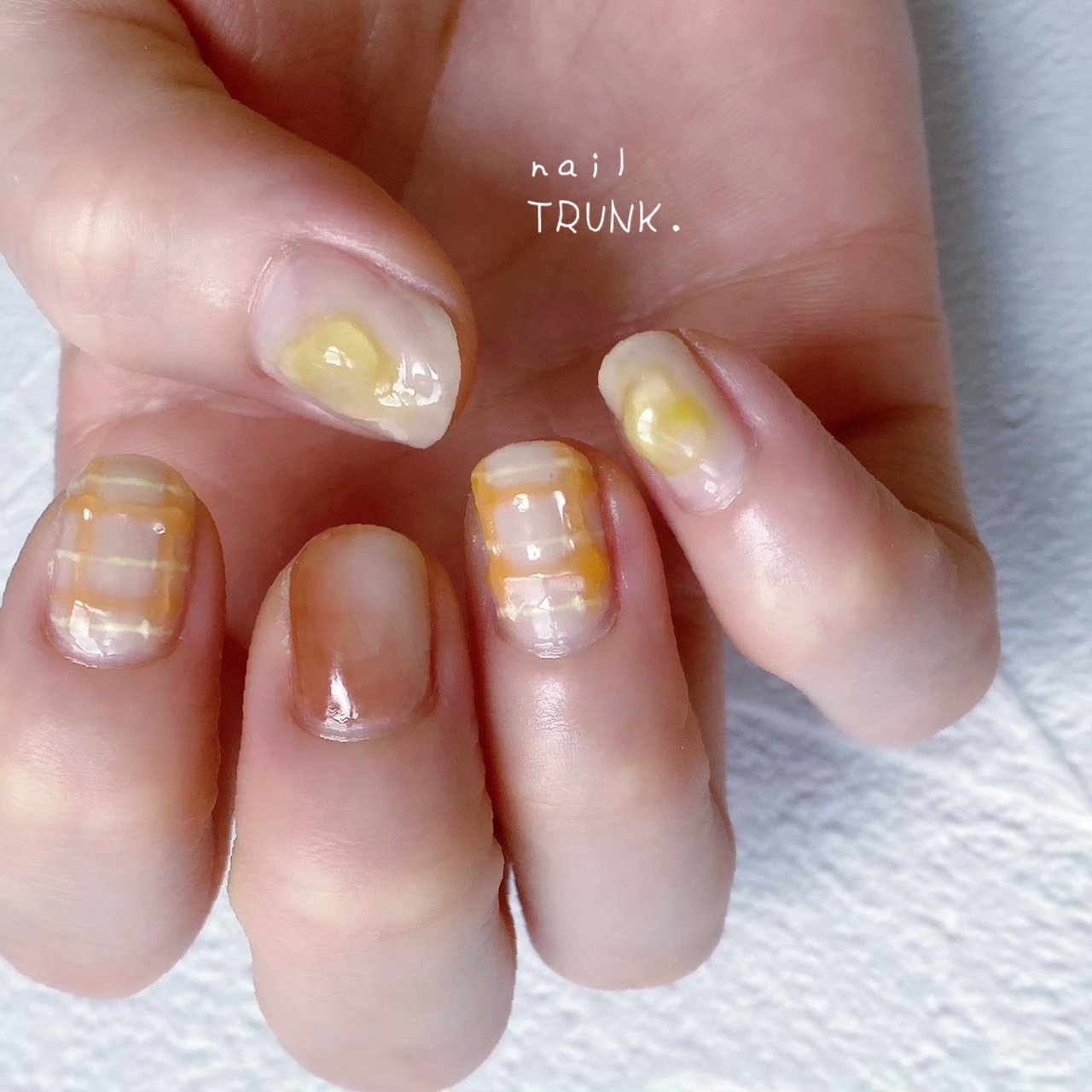 夏 ハンド チェック ニュアンス マーブル Nail Trunkのネイルデザイン No ネイルブック