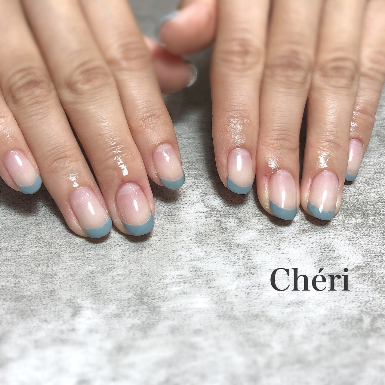 オールシーズン オフィス デート フレンチ ターコイズ Cheri シェリ 取手 藤代 フィルイン のネイルデザイン No ネイル ブック