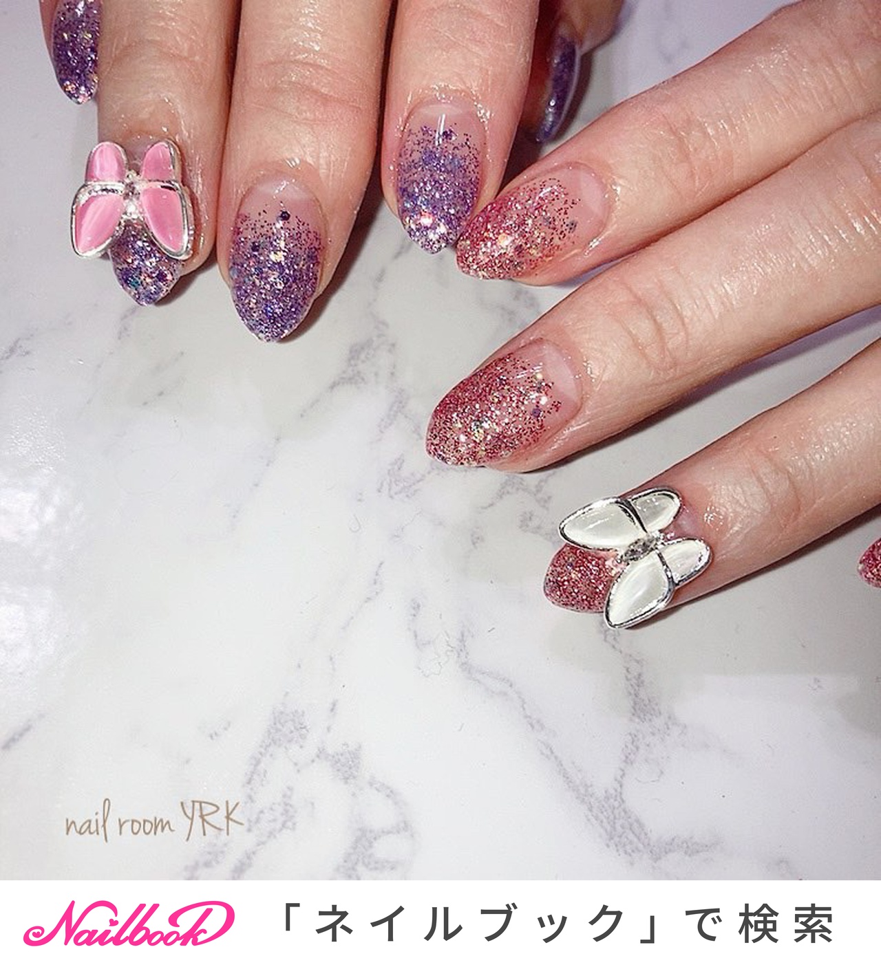 ラメ2色のネイルデザイン｜ネイルブック 