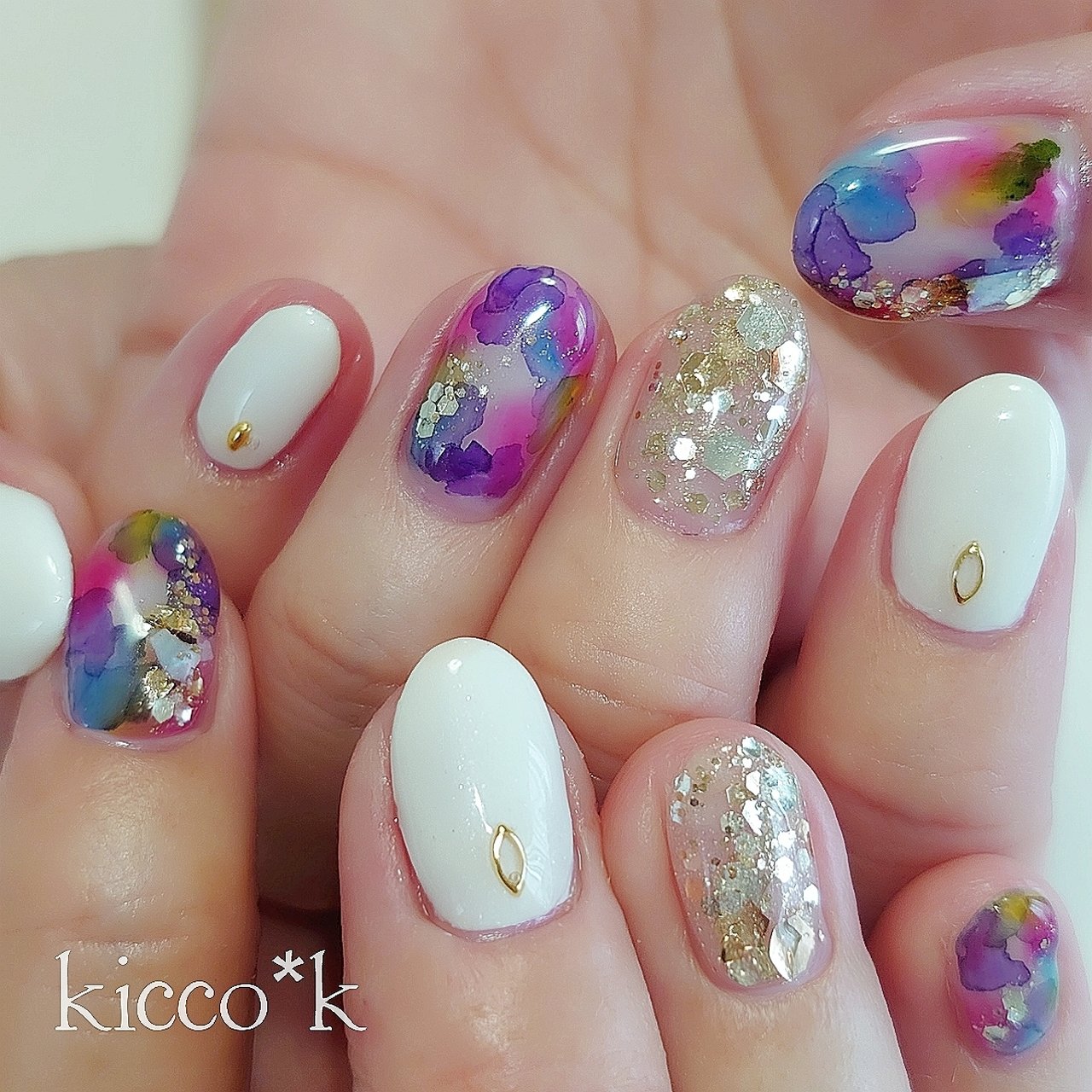 夏 デート 女子会 ハンド ラメ Kicco K Nailのネイルデザイン No ネイルブック