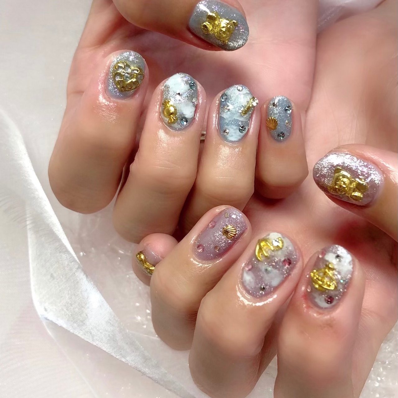 オールシーズン 七夕 デート ハンド ビジュー Mincho Nailのネイルデザイン No ネイルブック