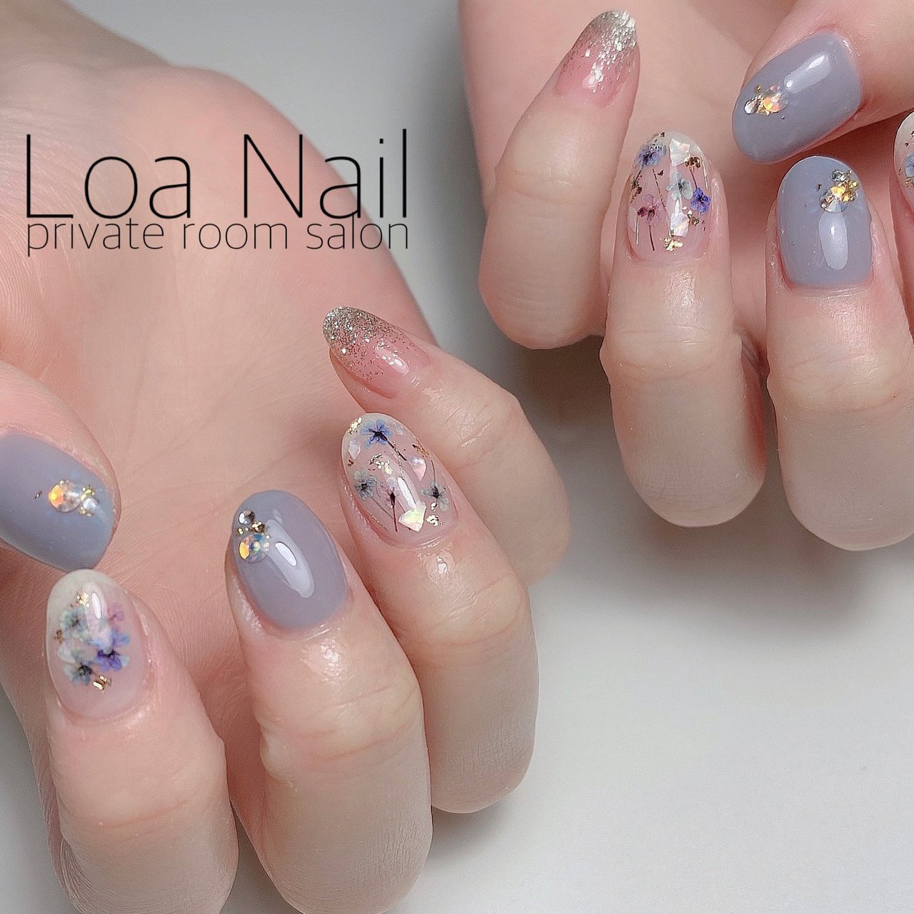 春 夏 ラメ ワンカラー 押し花 Loa Nailのネイルデザイン No ネイルブック