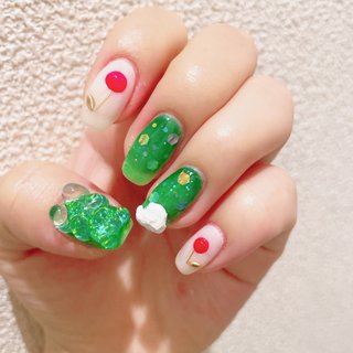 メロンソーダネイルのネイルデザイン ネイルブック