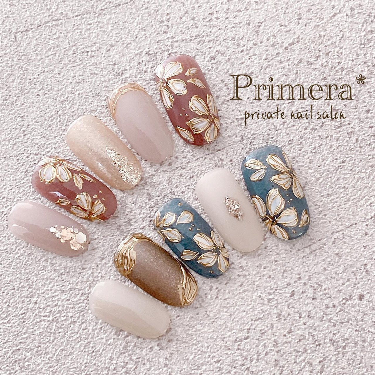 夏 秋 オールシーズン オフィス フラワー Nail Primeraのネイルデザイン No ネイルブック