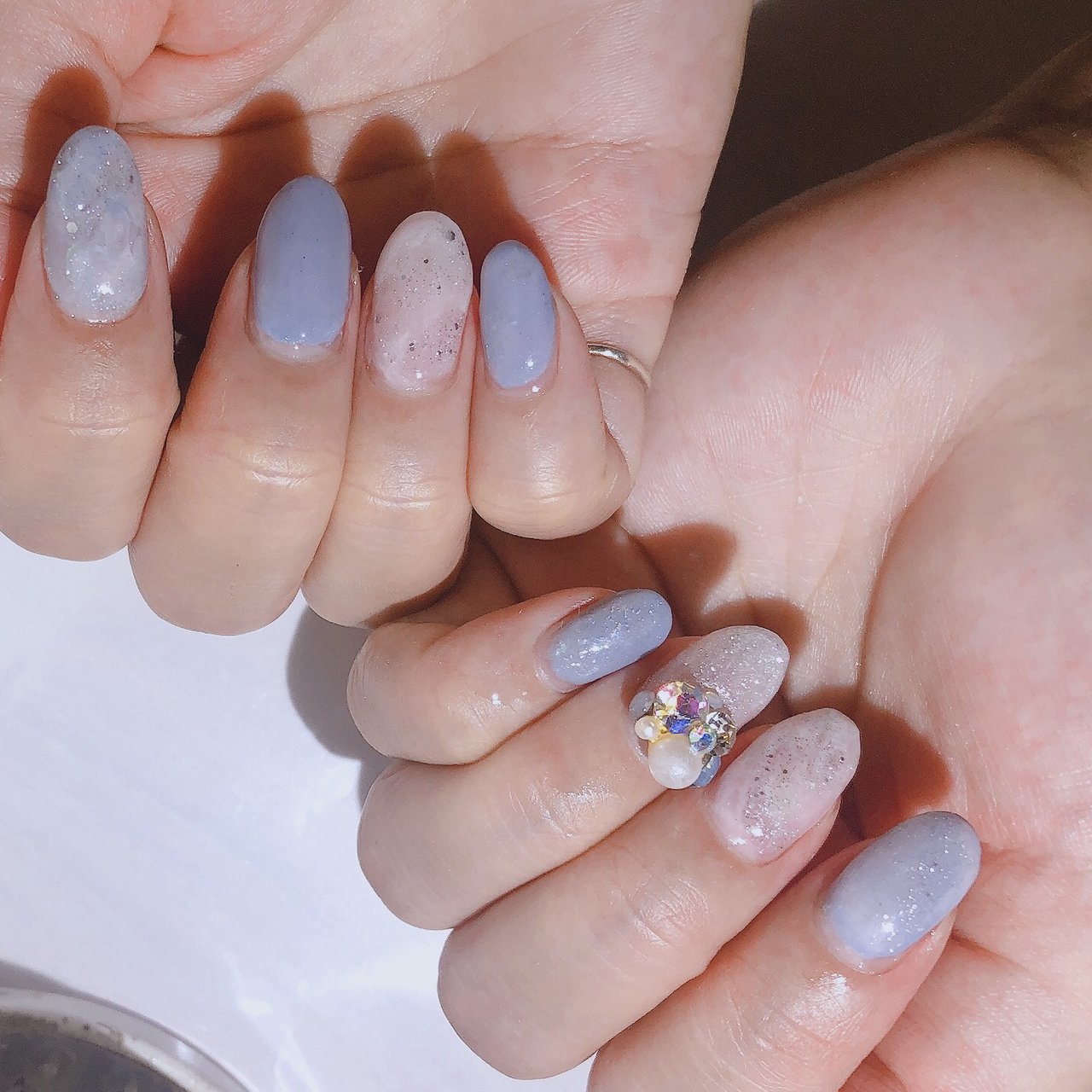 ホワイト 水色 シルバー セルフネイル Nail のネイルデザイン No ネイルブック