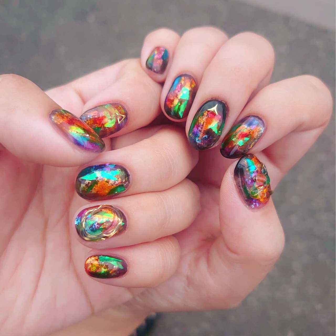 ハンド ホログラム シースルー 水滴 大理石 Toyのネイルデザイン No ネイルブック