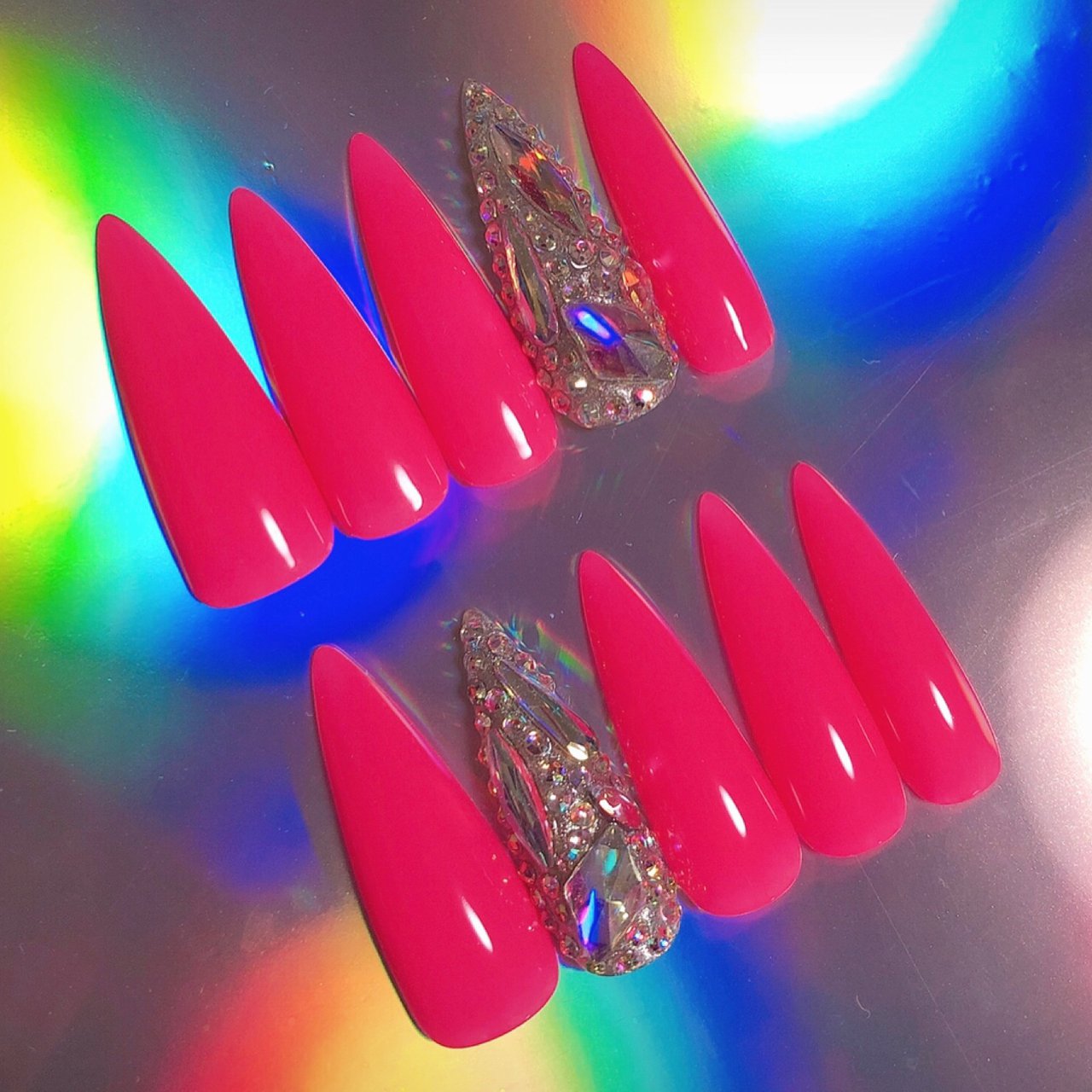 ハンド ワンカラー ロング ピンク ネオンカラー Suzu6のネイルデザイン No ネイルブック