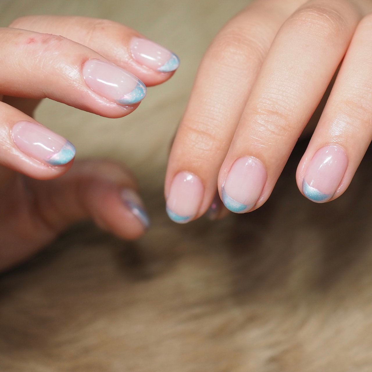 夏 オールシーズン ハンド フレンチ 水色 Kiraのネイルデザイン No ネイルブック