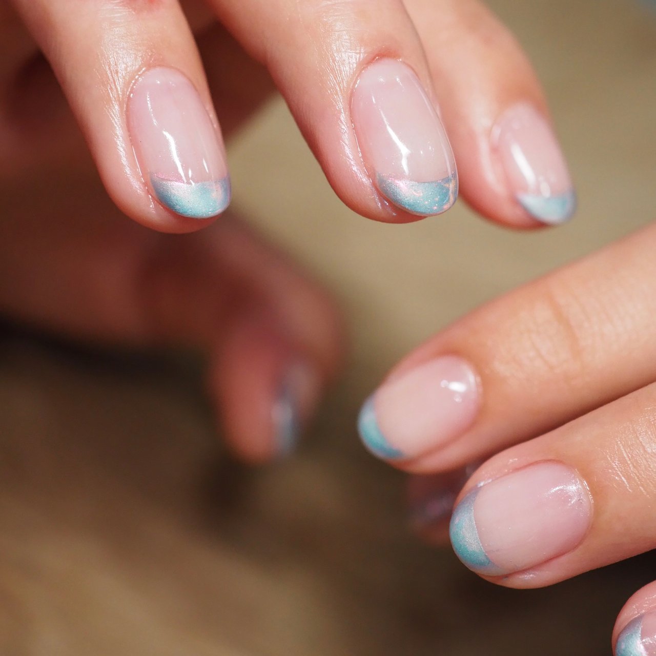 夏 オールシーズン ハンド フレンチ 水色 Kiraのネイルデザイン No ネイルブック