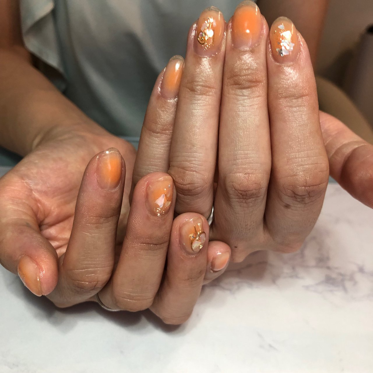 ハンド チーク オレンジ ジェル お客様 Renのネイルデザイン No ネイルブック