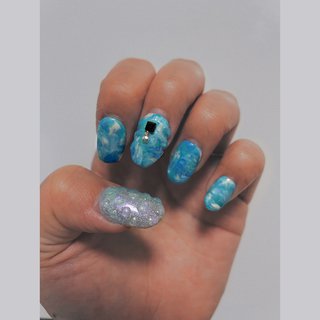 夏 水色 セルフネイルのネイルデザイン ネイルブック