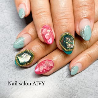 天然石風ネイルプレートのネイルデザイン ネイルブック