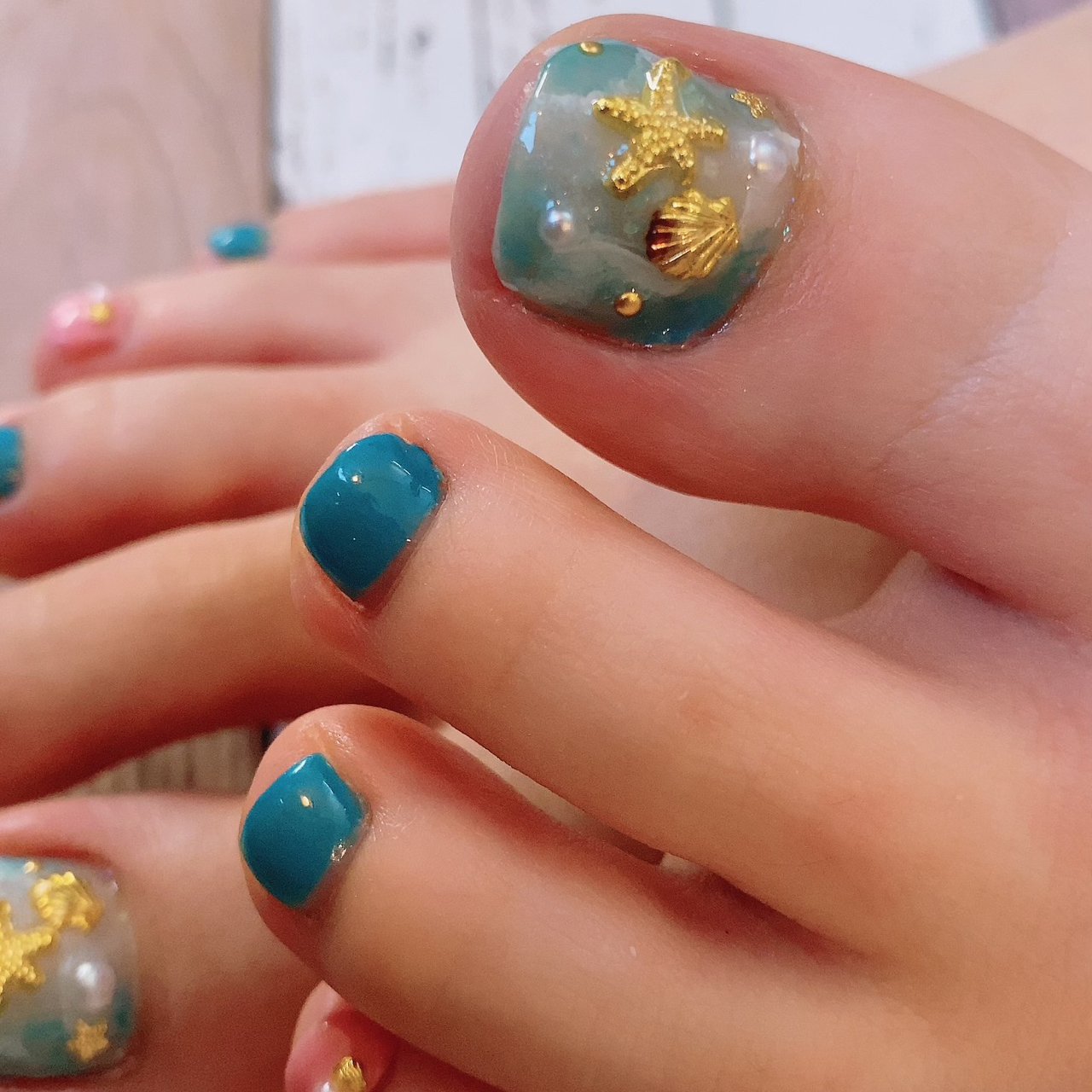 夏 海 リゾート フット シンプル Nail Eyelash ちゅらのネイルデザイン No ネイルブック