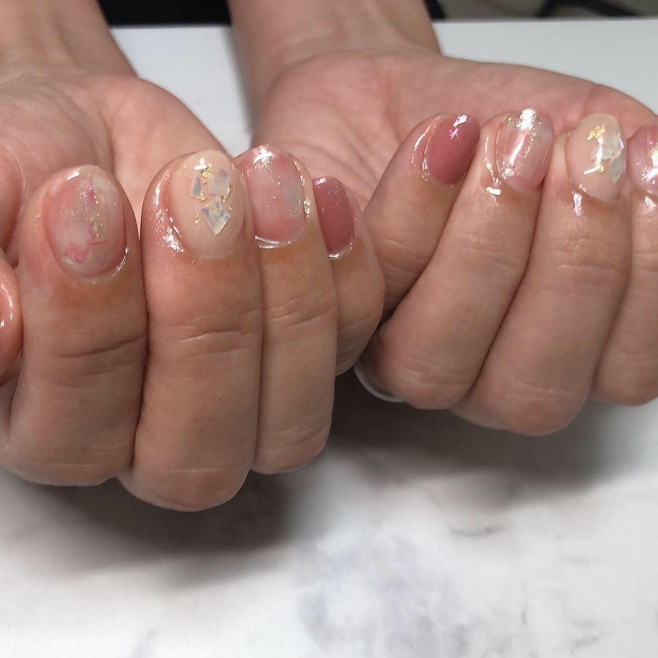 シェル パール ベージュ ピンク ゴールド Idealのネイルデザイン No ネイルブック