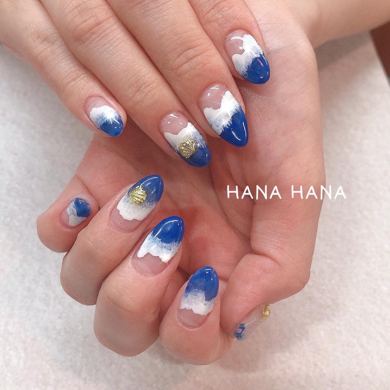 夏 ハンド マリン ミディアム ホワイト Hana Hanaのネイルデザイン No ネイルブック