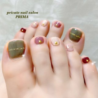 フット ピンク グリーンのネイルデザイン ネイルブック