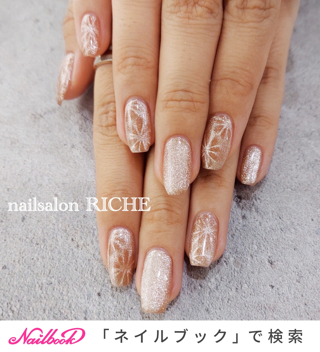 花柄マグネットのネイルデザイン ネイルブック