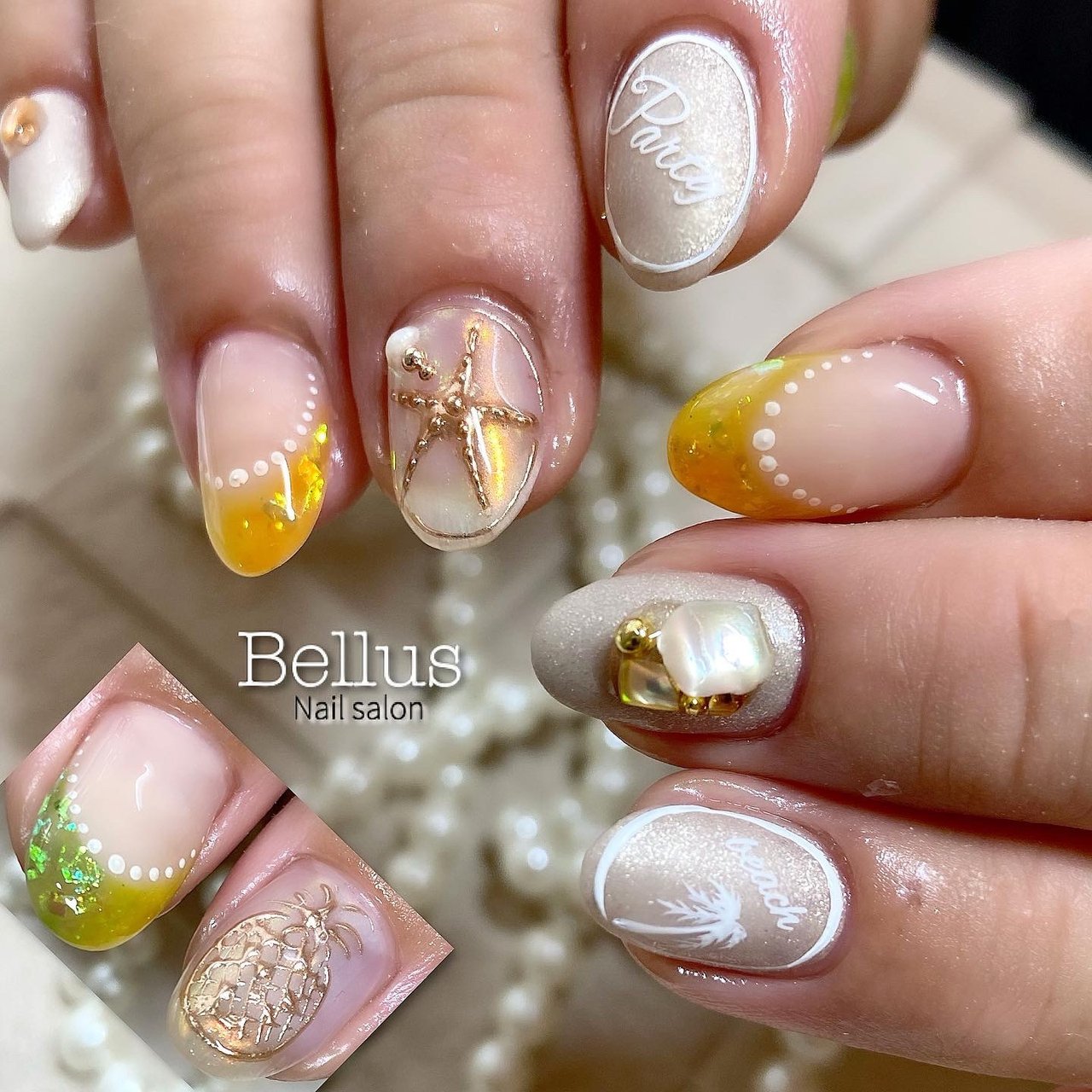 夏 旅行 海 リゾート ハンド Bellusnailsalonのネイルデザイン No ネイルブック