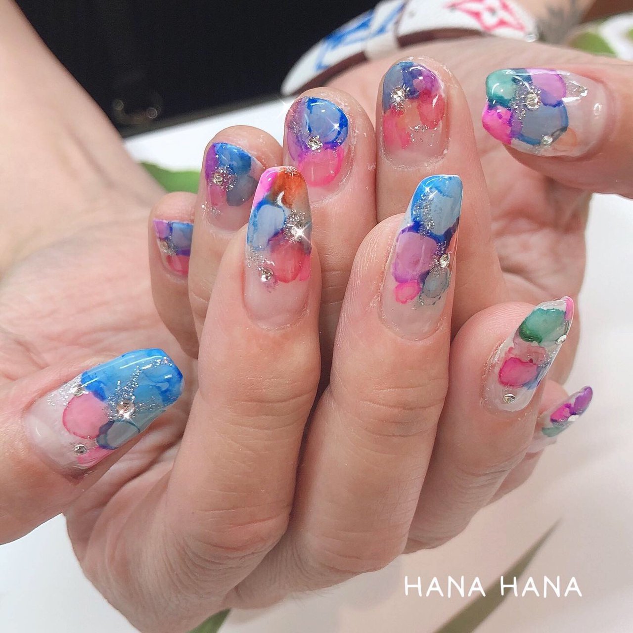 オールシーズン ハンド ニュアンス ロング カラフル Hana Hanaのネイルデザイン No ネイルブック