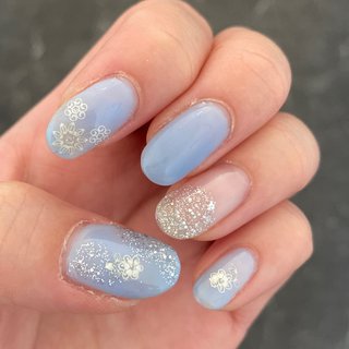 水色 スモーキー セルフネイルのネイルデザイン ネイルブック