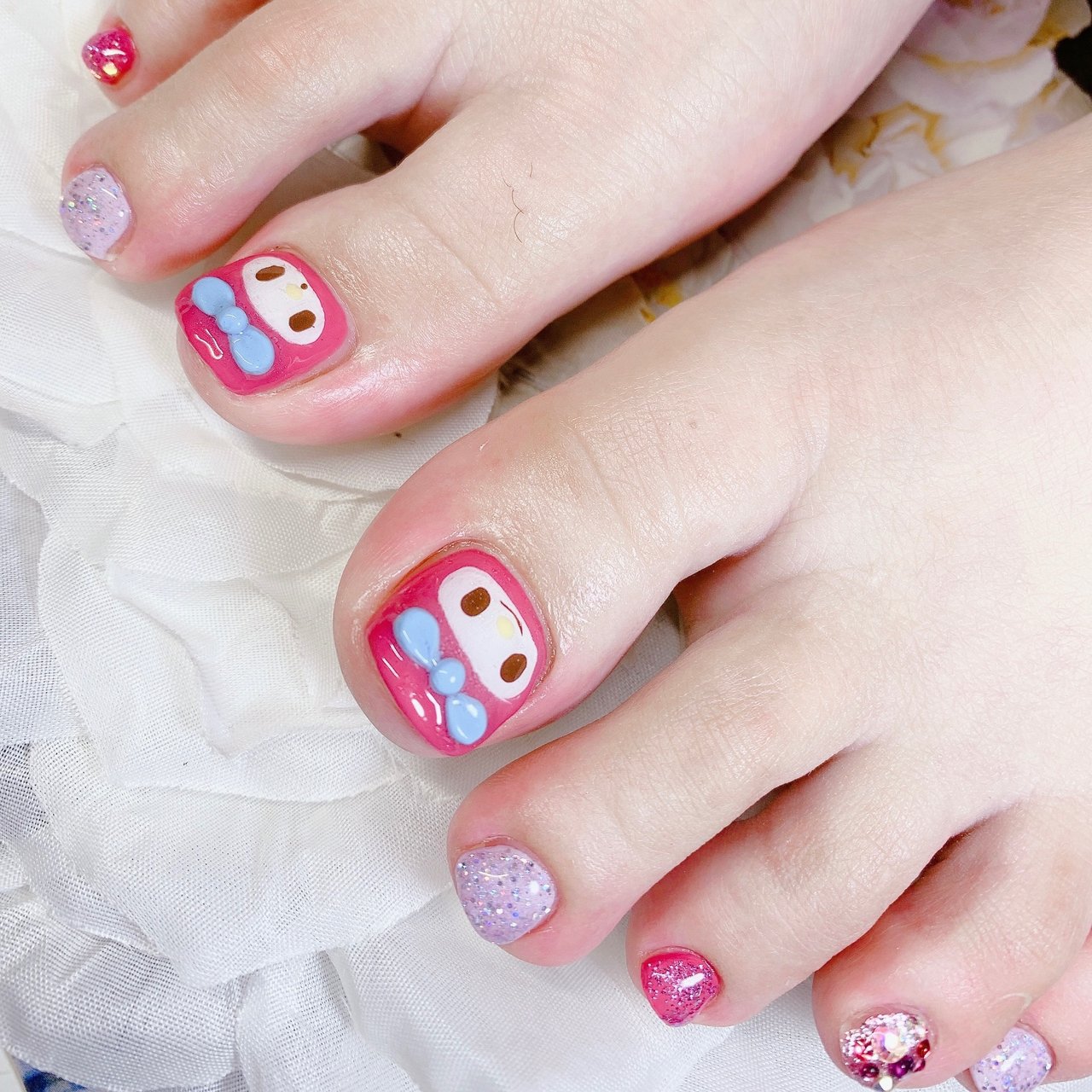 フット ビジュー ホログラム ラメ キャラクター あめちゃんのネイルデザイン No ネイルブック