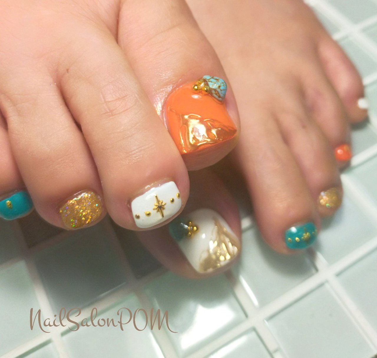 夏 秋 海 リゾート フット Nail Salon Pomのネイルデザイン No ネイルブック