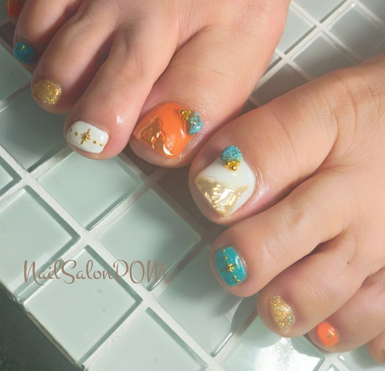 夏 秋 海 リゾート フット Nail Salon Pomのネイルデザイン No ネイルブック