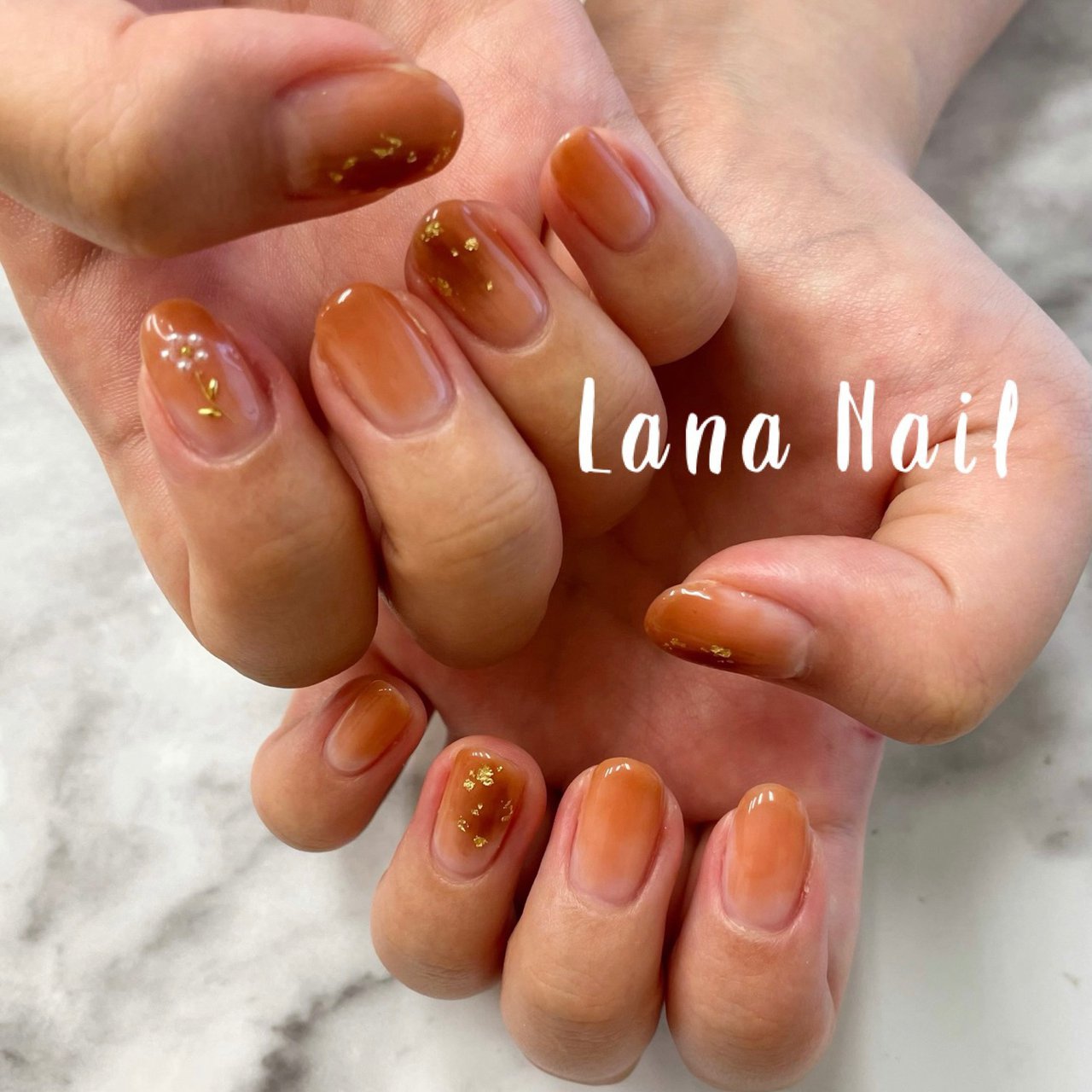 オレンジ ブラウン ゴールド お客様 Lana Nailのネイルデザイン No ネイルブック