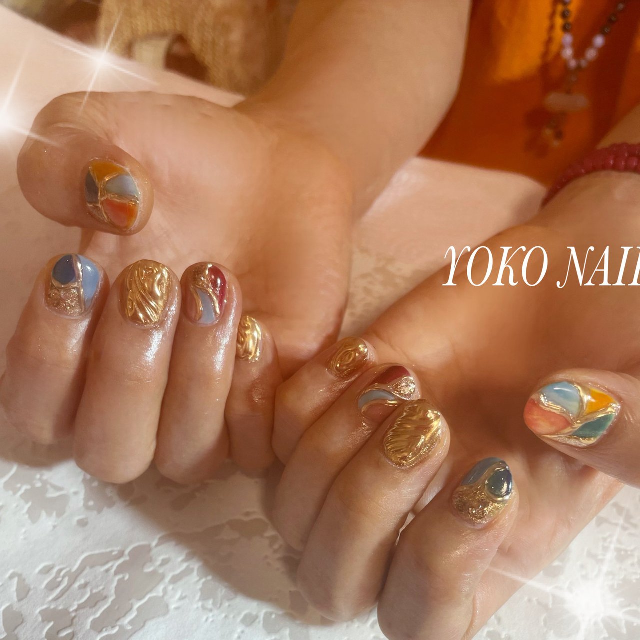 秋 旅行 エスニック ミラー オレンジ Yoko Nailのネイルデザイン No ネイルブック